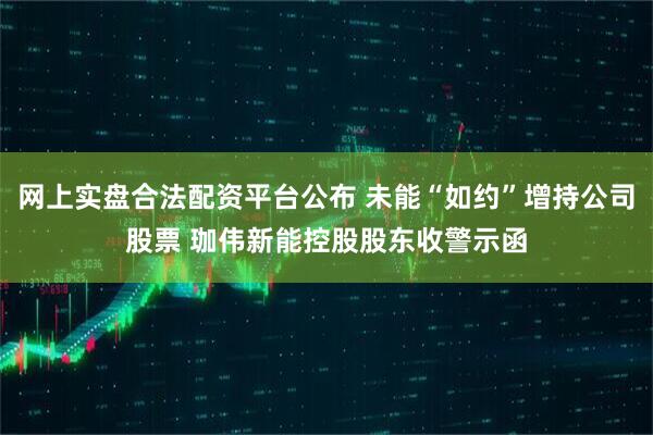 网上实盘合法配资平台公布 未能“如约”增持公司股票 珈伟新能控股股东收警示函