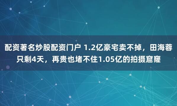 配资著名炒股配资门户 1.2亿豪宅卖不掉，田海蓉只剩4天，再贵也堵不住1.05亿的拍摄窟窿